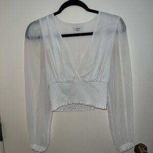 Aritzia Wilfred White Sheer Blouse